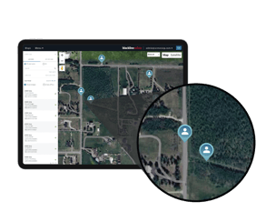 Software Blackline Live que muestra la distancia a la que se encuentra otro trabajador del trabajador en peligro.