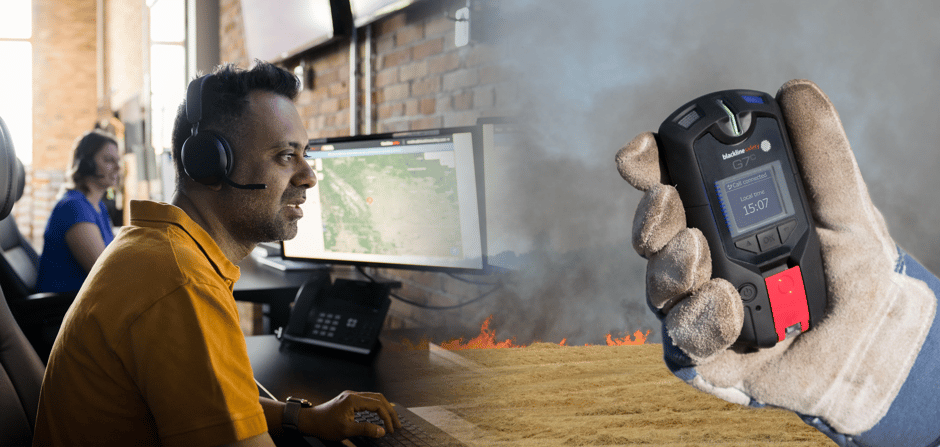 G7c se comunica con el SOC de Blackline Safety para detener la propagación de un incendio forestal en la zona rural de Texas.