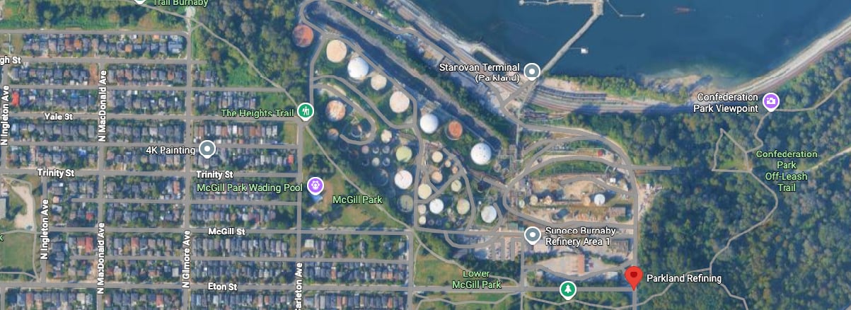 La seguridad de la comunidad es una de las principales preocupaciones, ya que la refinería de Parkland se encuentra muy cerca de barrios residenciales